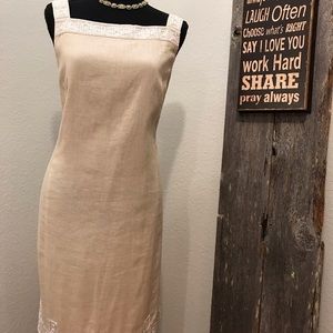 Jones New York 100% Linen midi with beaded detail